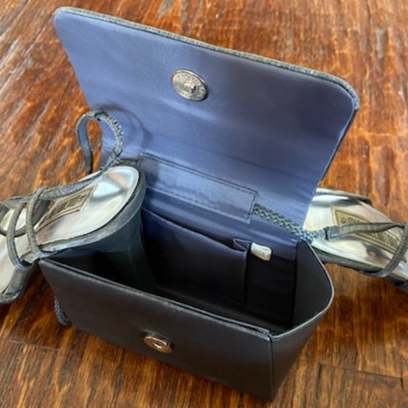 New * GLITTERY Fabric GUNMETAL GRAY Bugle Beads EVENING BAG * Strap (or inside) - Picture 6 of 6